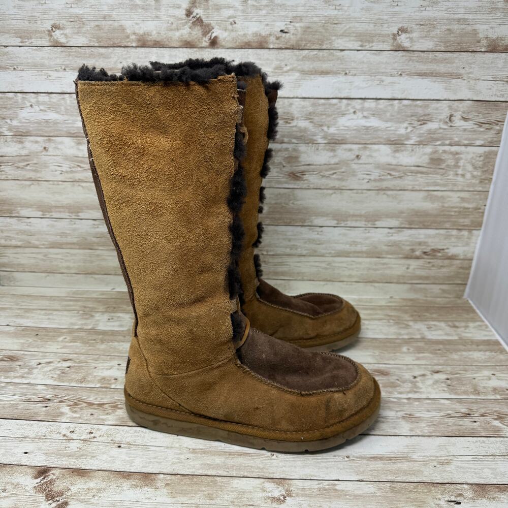 UGG Australia Whitley Brown Suede Shearling Lace Up Snow Boots Women's Size 7